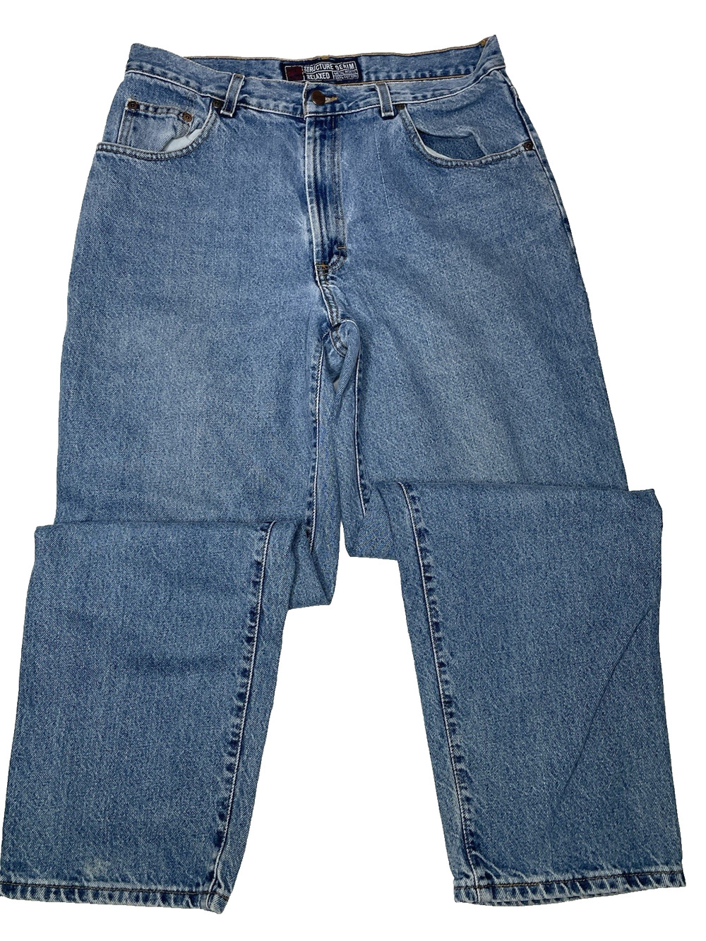 Structure Vintage Y2K Jeans Mens 34x30 Relaxed Fit Straight Leg Blue Denim